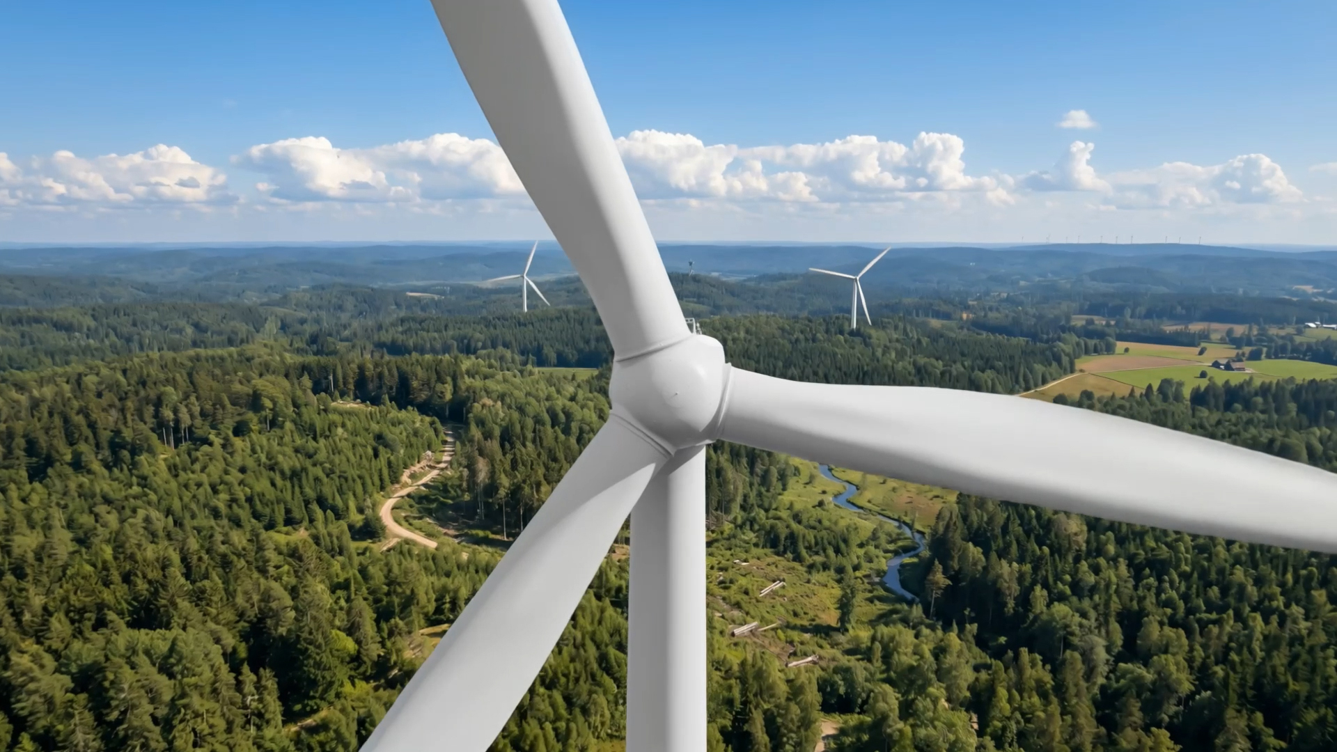 Suzlon wind turbine nacelle aerial view